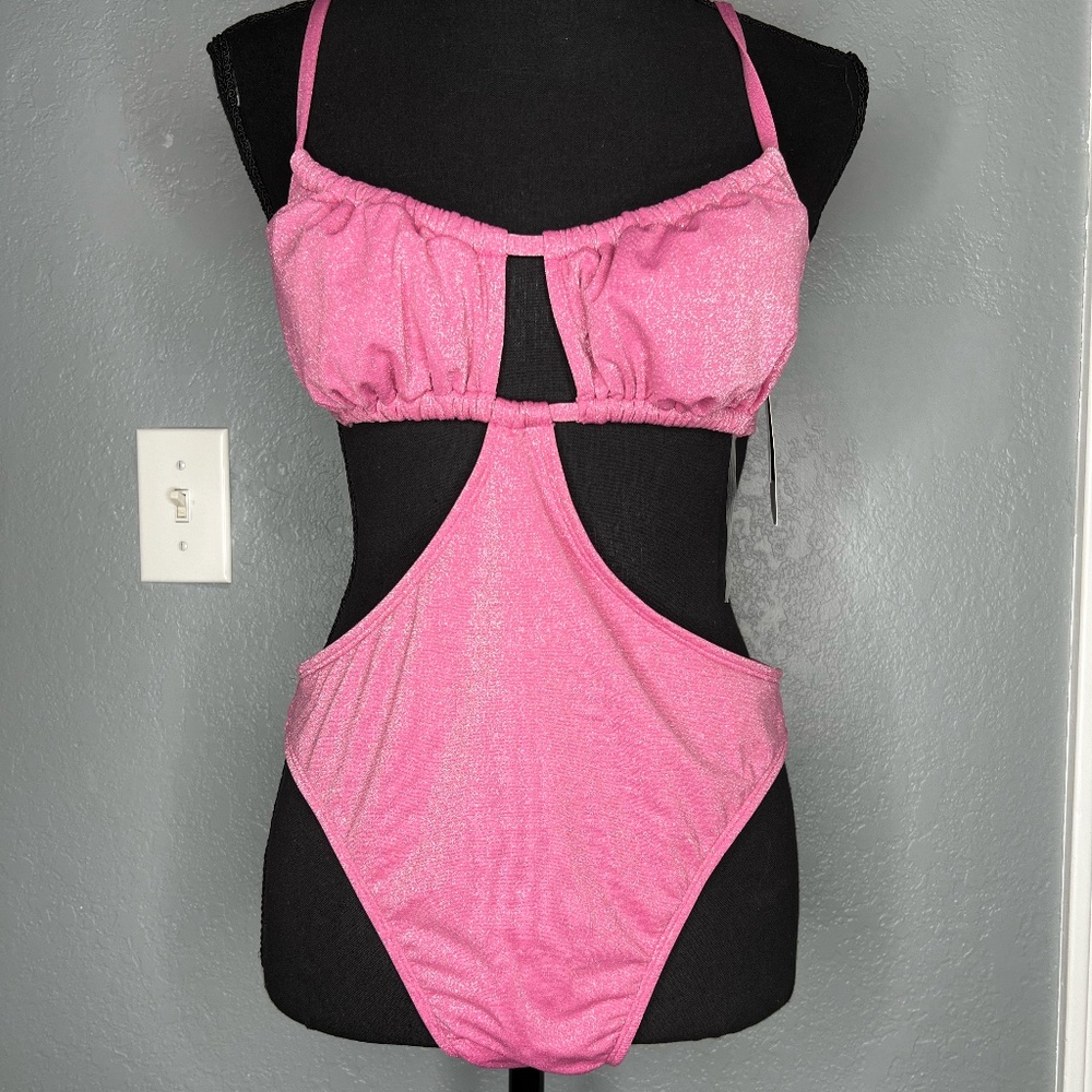 Glitter Pink One Piece Bathing Suit